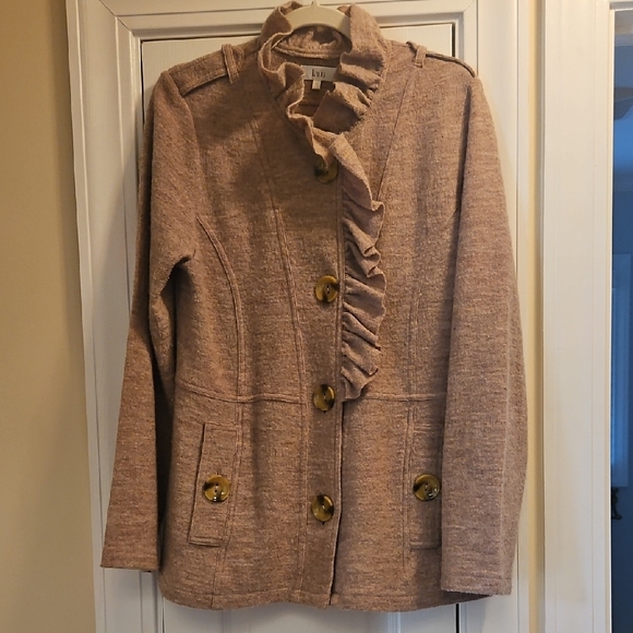 Luii Jackets & Blazers - LUII WOOL BUTTON DOWN RUFFEL JACKET